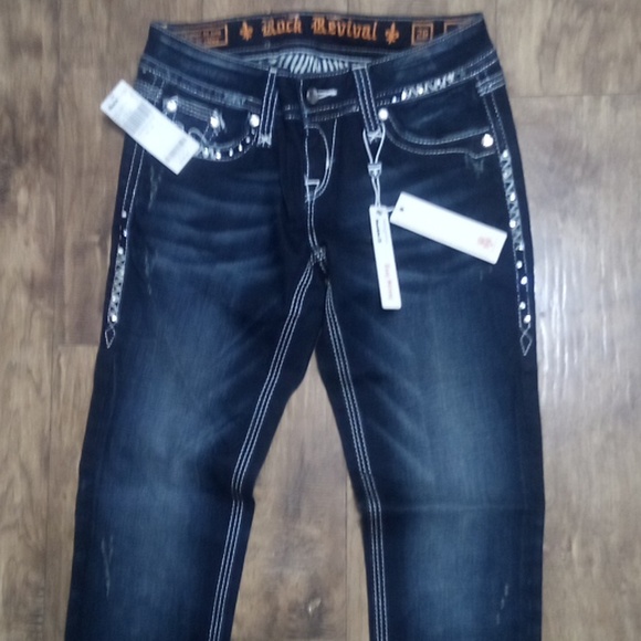 Rock Revival Women's 26 Erin Easy Skinny Embellished Shimmer NWT Inseam 32 - Picture 2 of 10